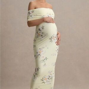 Club L London Strapless Floral Dress - Cream Maternity